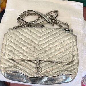 Silver Quilted Chain Shoulder Bag